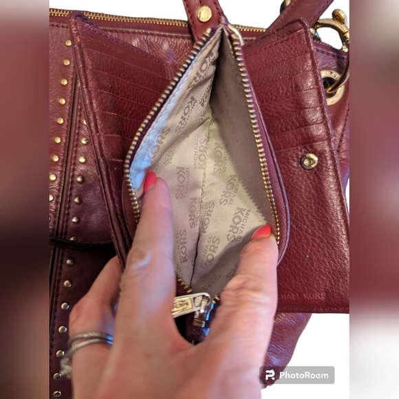 Michael Kors Uptown Astor Cinnabar Dark Red and matching wallet UGC - Picture 7 of 11